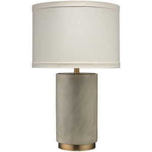 Mortar 26 inch 150.00 watt Grey Cement & Antique Brass Table Lamp Portable Light