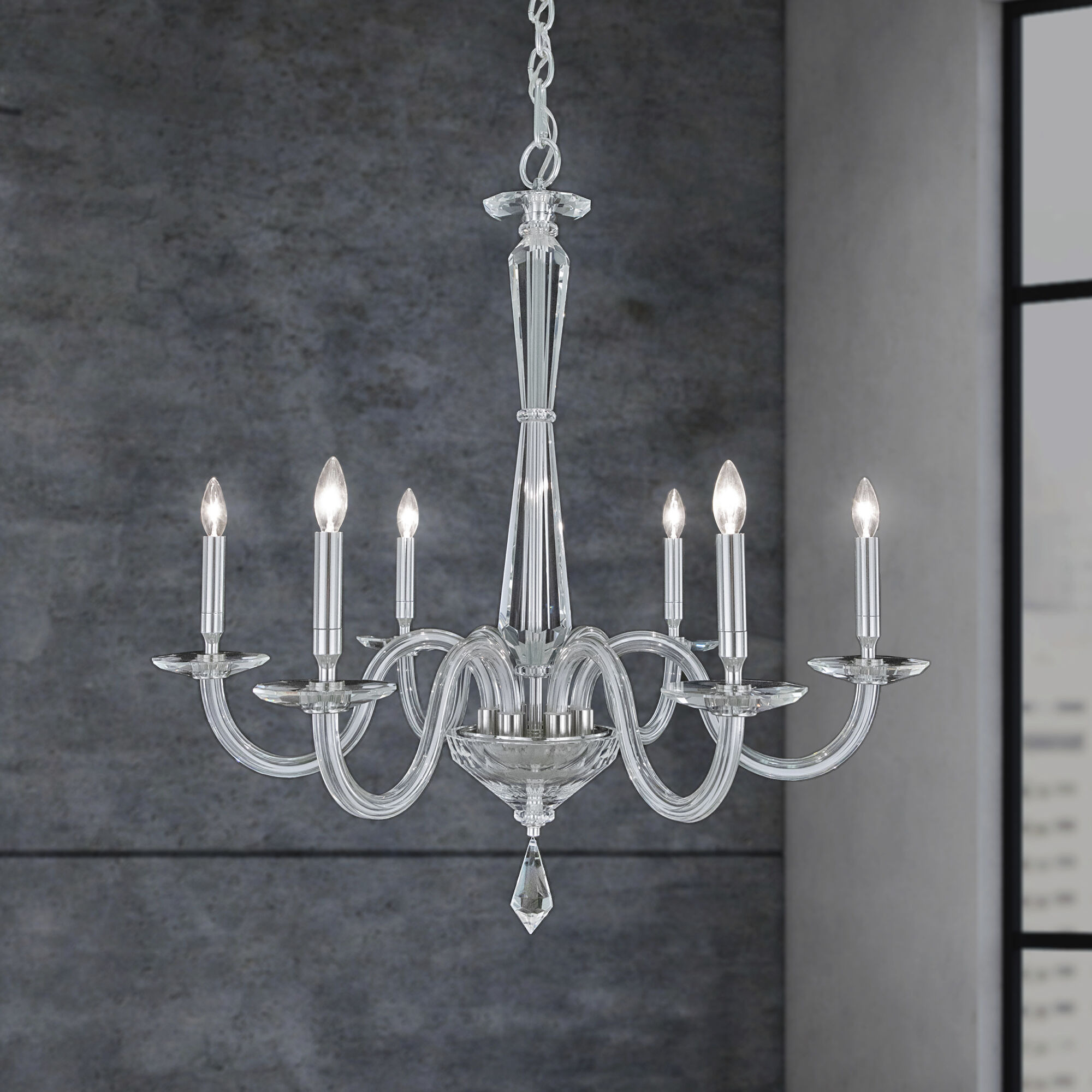 Habsburg 6 Light 30 inch Polished Chrome Chandelier Ceiling Light, Schonbek Signature