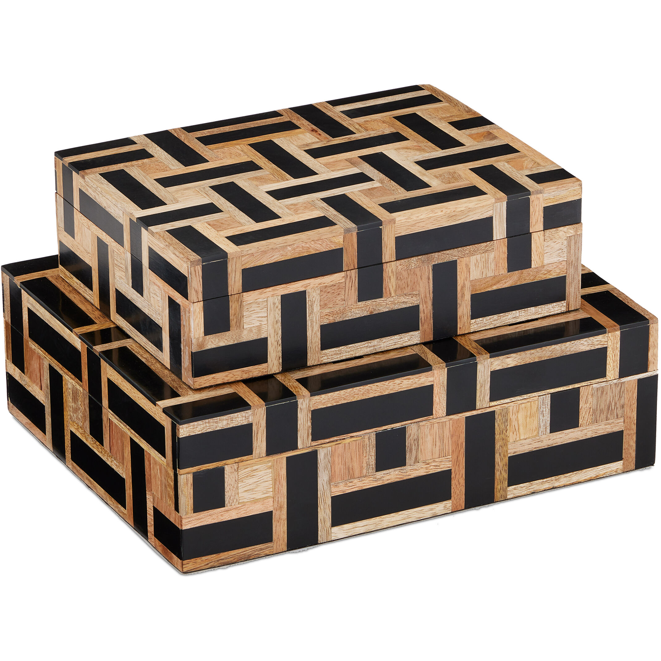Aarna 10 inch Natural/Black Boxes, Set of 2