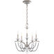 Priscilla 5 Light Antique Silver Chandelier Ceiling Light in Dark Grey Pearl, Adjustable Height
