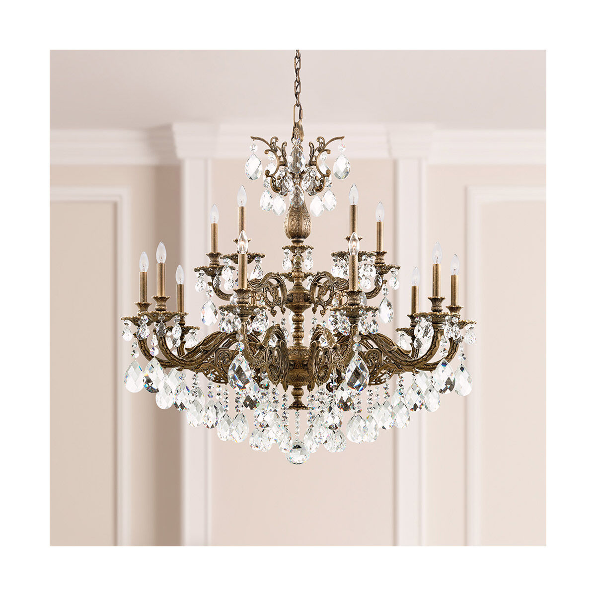 Milano 15 Light Etruscan Gold Chandelier Ceiling Light