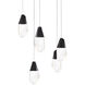 Beyond Martini LED 17 inch Black Multi-Light Pendant Ceiling Light in Optic Haze, Beyond