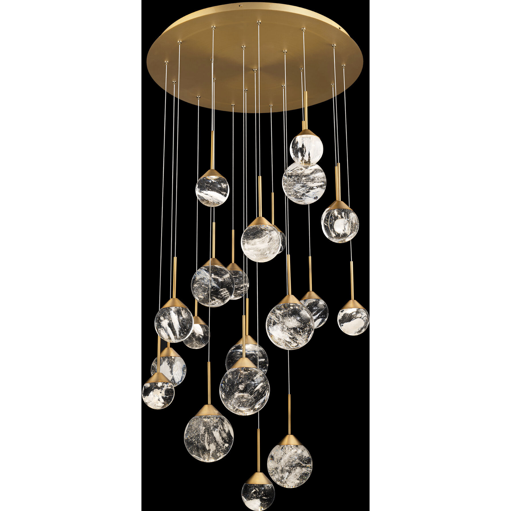 Beyond Quest LED 26 inch Aged Brass Multi-Light Pendant Ceiling Light, Round Canopy