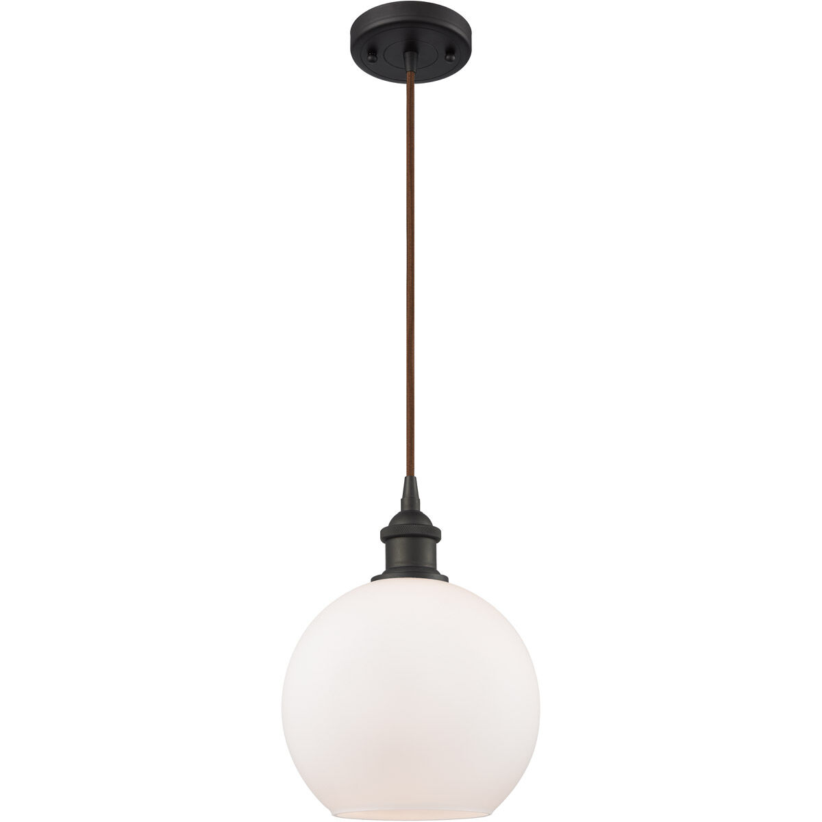 Ballston Athens 1 Light 8 inch Oil Rubbed Bronze Mini Pendant Ceiling Light in Matte White Glass, Ballston
