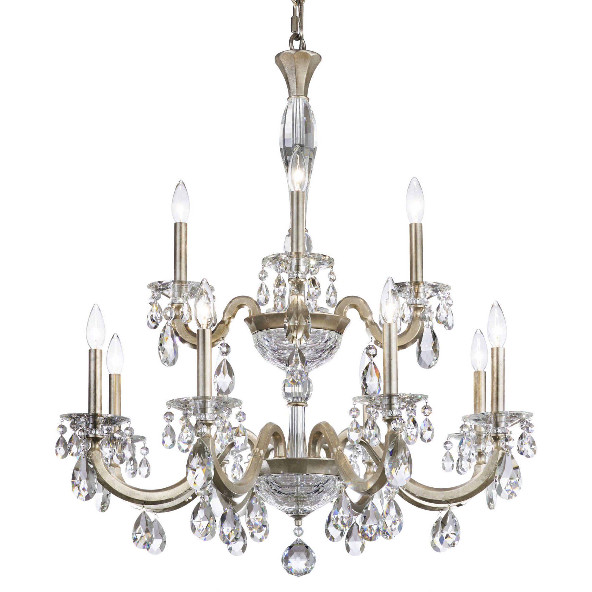 San Marco 12 Light 32.3 inch Antique Silver Chandelier Ceiling Light, Schonbek Signature