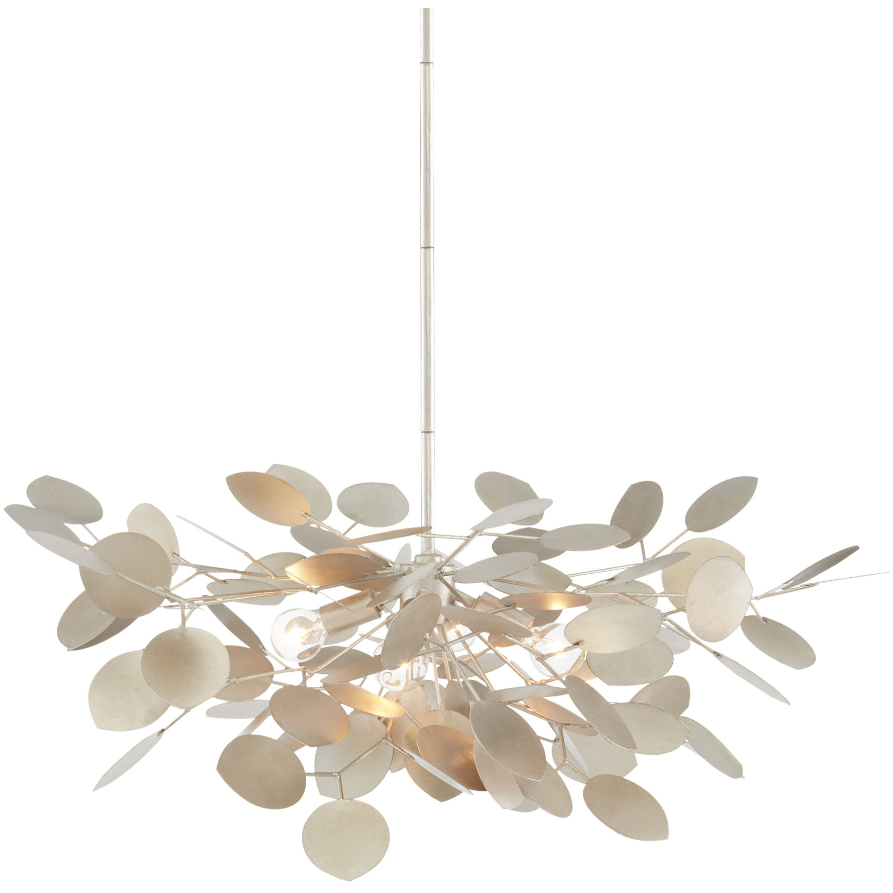 Lunaria 4 Light 31 inch Contemporary Silver Leaf Chandelier Ceiling Light, Small