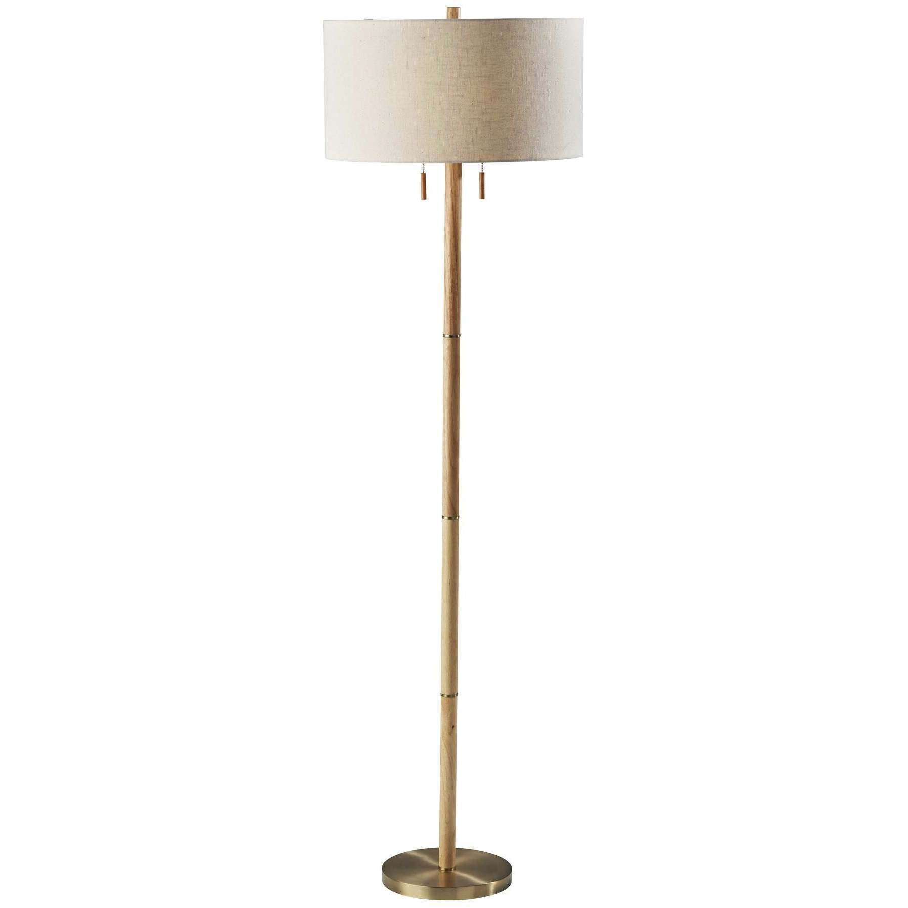 Madeline 66 inch 150.00 watt Natural Rubberwood and Antique Brass Floor Lamp Portable Light