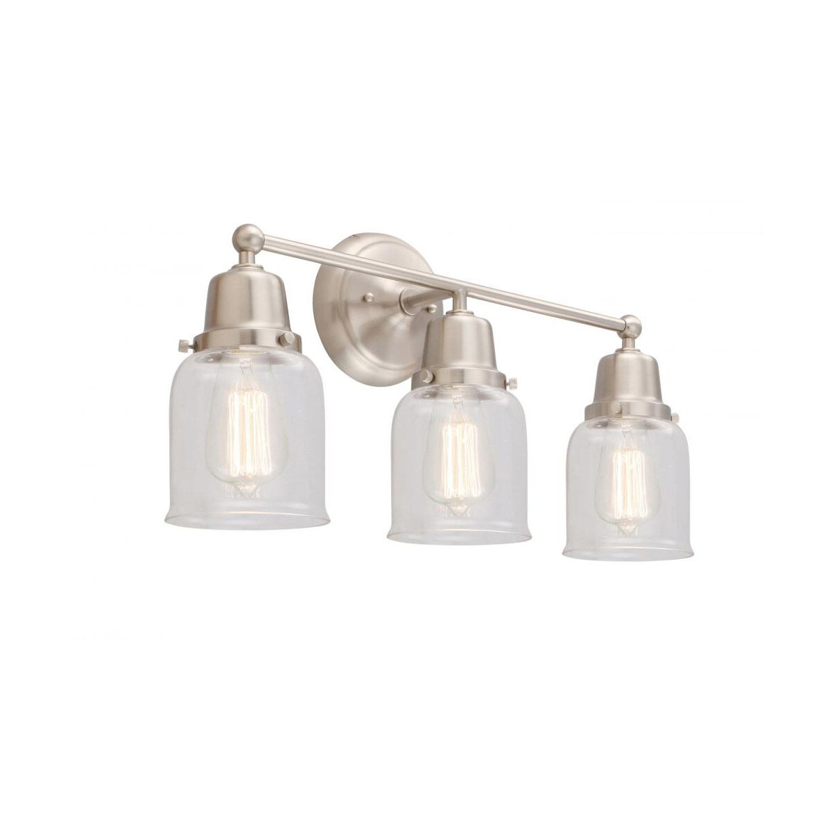 Aditi Small Bell 3 Light 21 inch Brushed Satin Nickel Bath Vanity Light Wall Light, Aditi