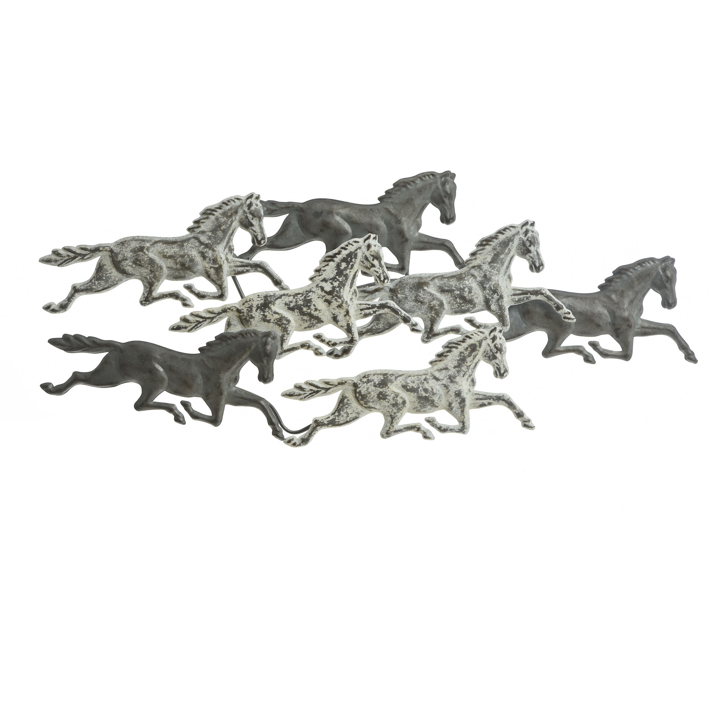 Dutton Galvanized Metal and Aged White Wash and Aged Metal Wall Art