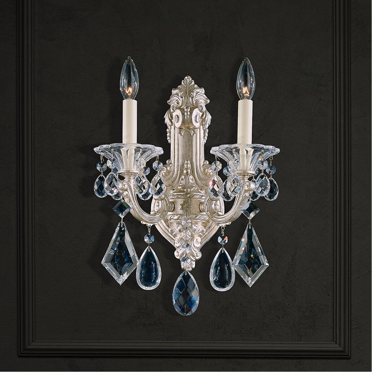 La Scala 2 Light 6.5 inch Antique Silver Wall Sconce Wall Light in Antique Silver Cast