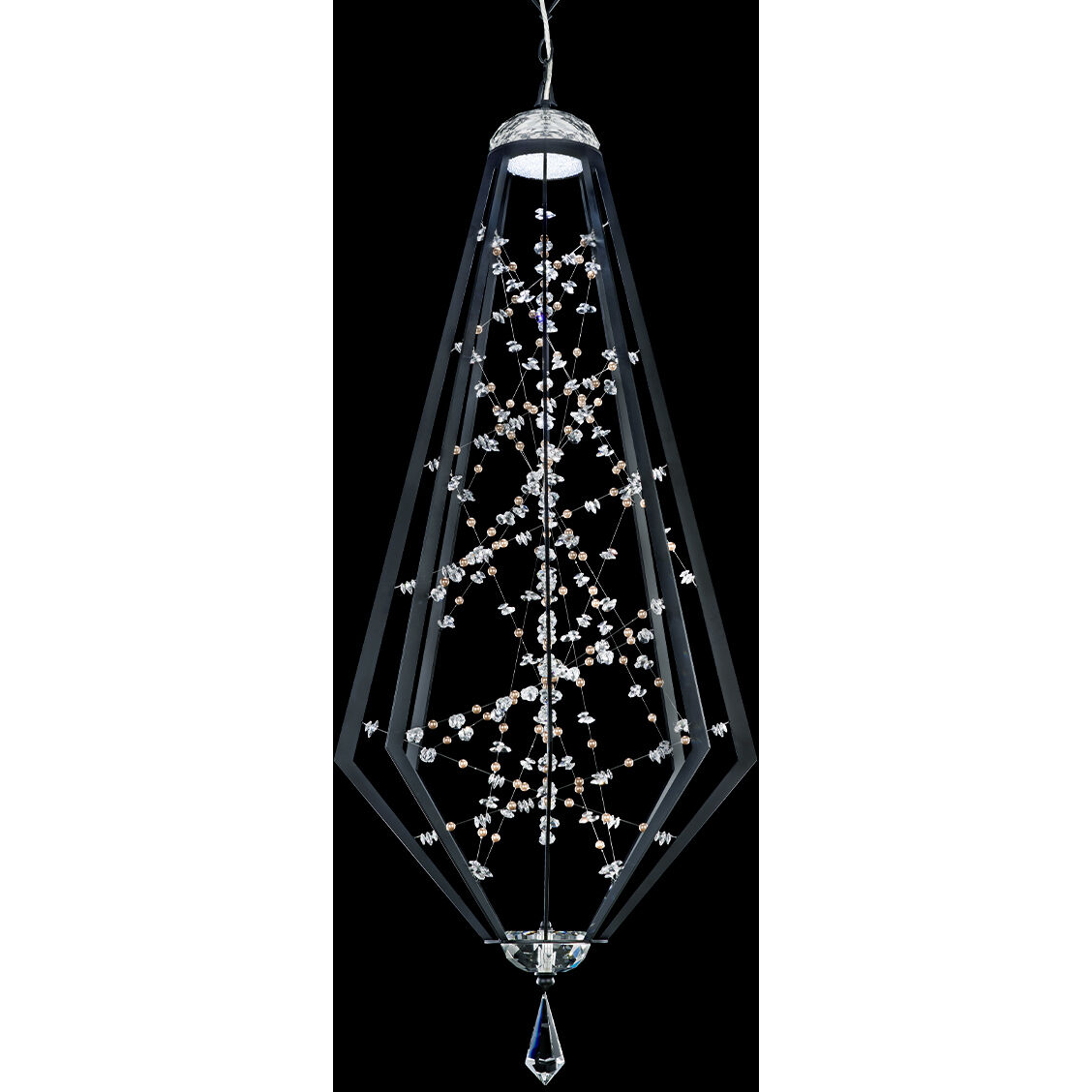 Forever Eternity LED 65 inch Black Pendant Ceiling Light in Clear Radiance Crystal and Gold Pearl