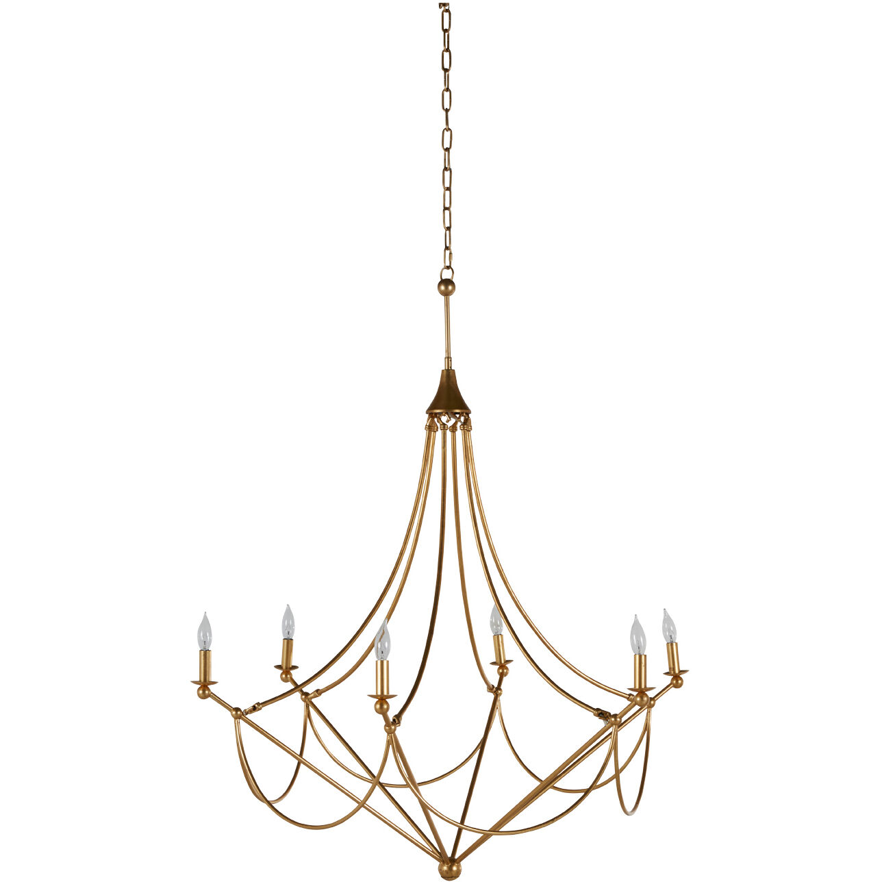 Miles 6 Light 44 inch Vintage Gold Chandelier Ceiling Light