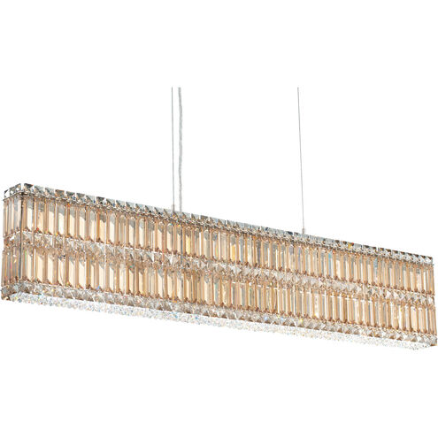 Quantum 17 Light 47 inch Stainless Steel Linear Pendant Ceiling Light in Swarovski