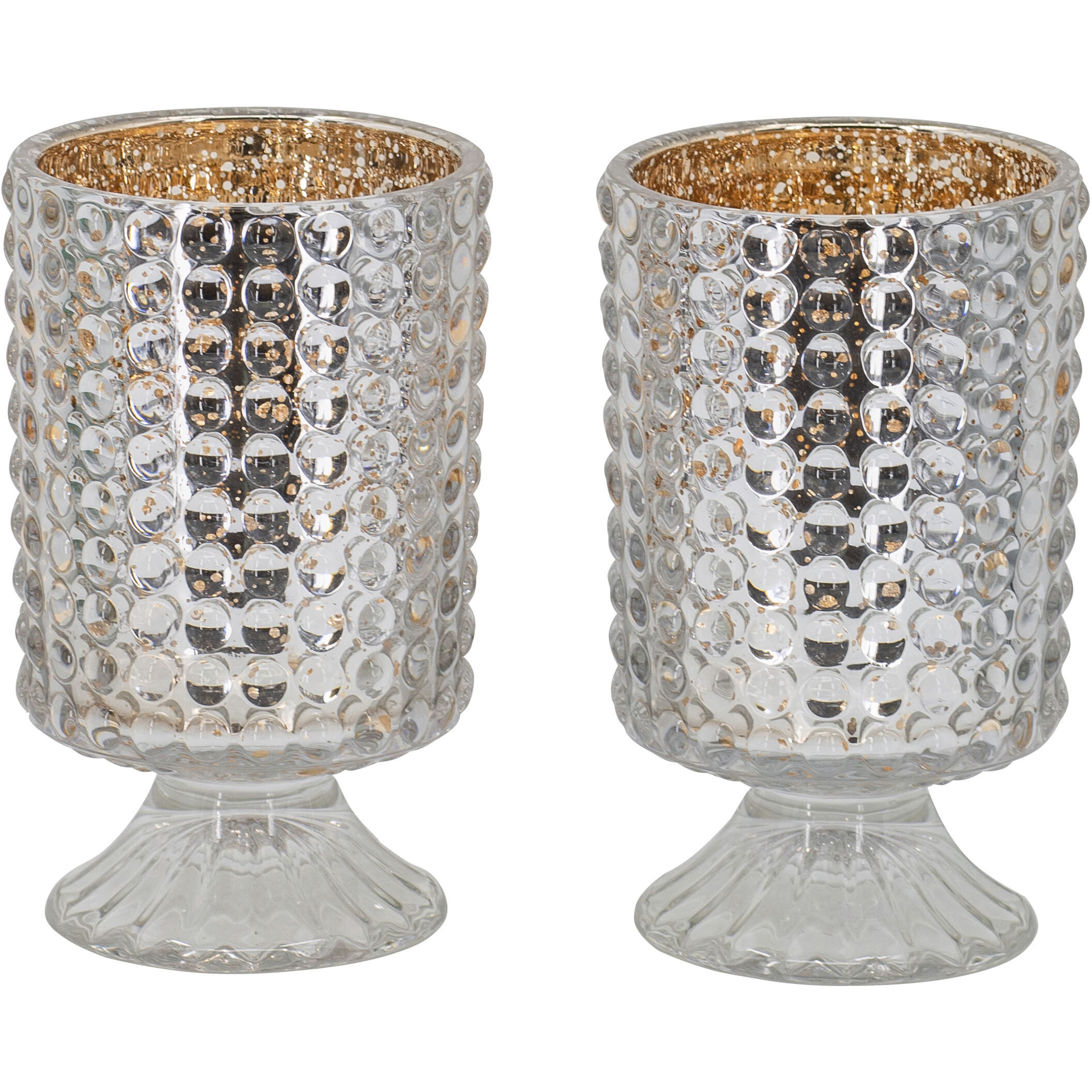 Hobnail Glass Hurricane 7 X 4.1 inch Candleholder, Set of 2