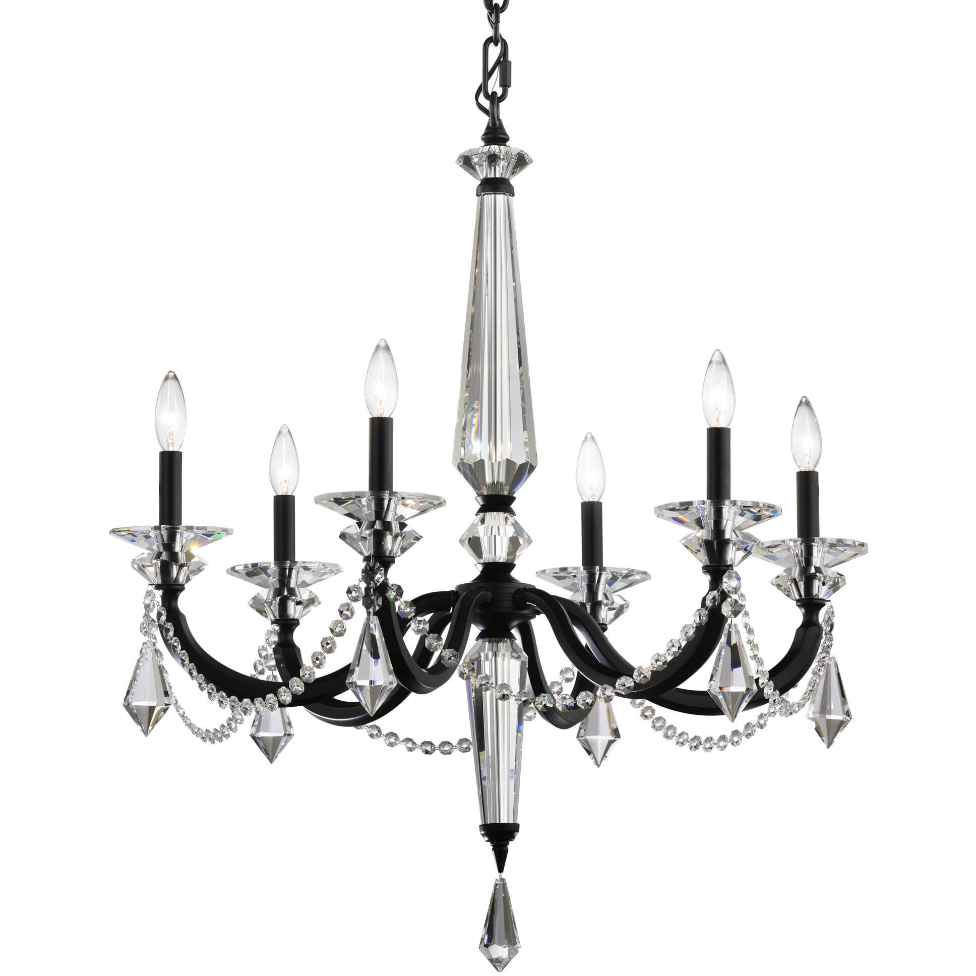 Verona 6 Light 29.9 inch Black Chandelier Ceiling Light, Schonbek Signature