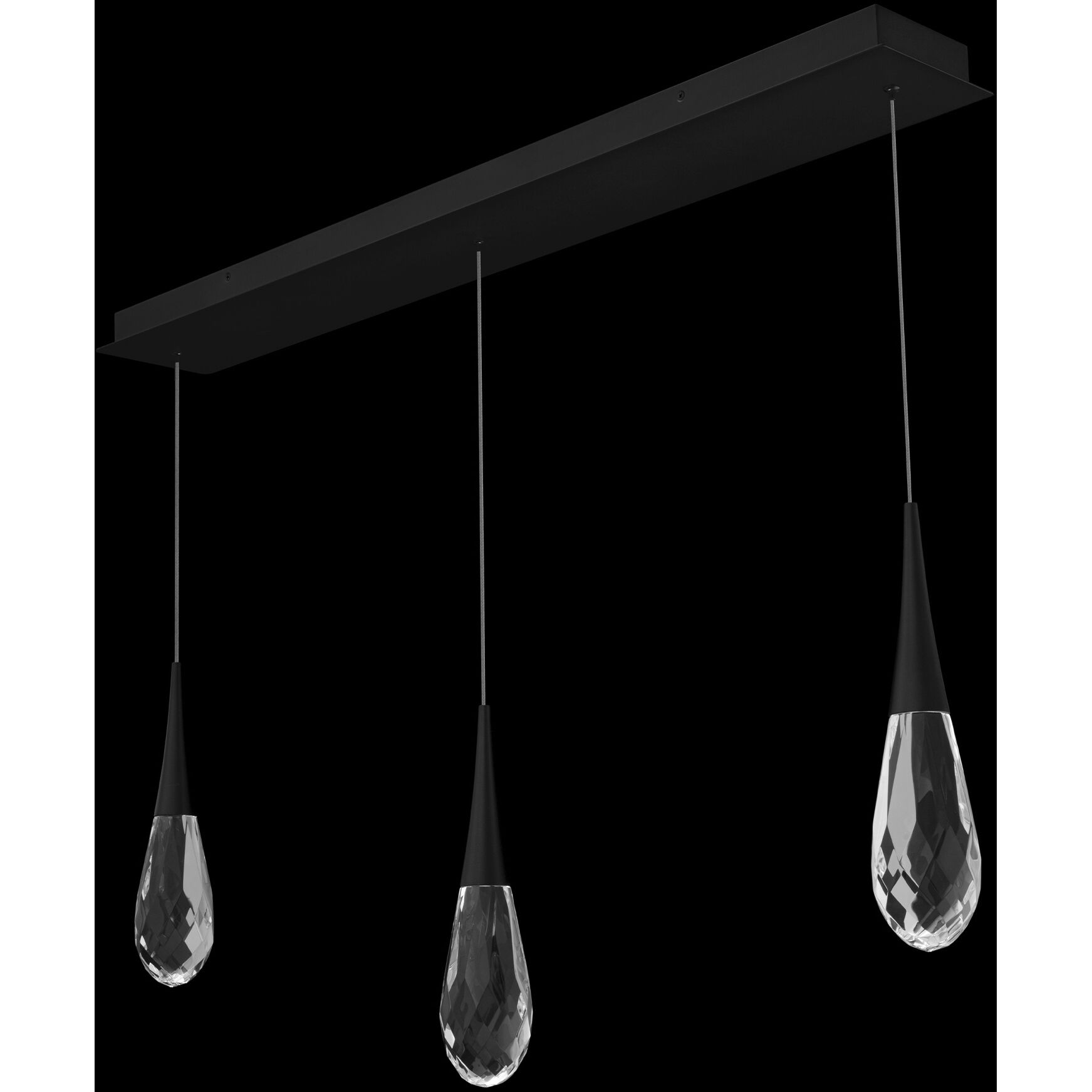 Beyond Hibiscus LED 5.5 inch Black Multi-Light Pendant Ceiling Light, Linear Canopy