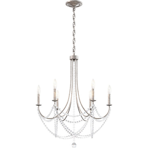 Verdana 6 Light Antique Silver Chandelier Ceiling Light in Optic