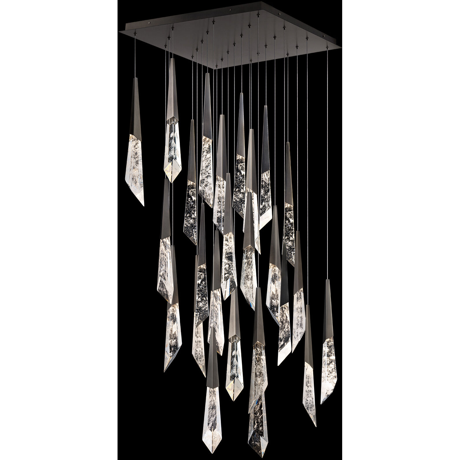 Beyond Solitude LED 28 inch Antique Nickel Multi-Light Pendant Ceiling Light, Square Canopy