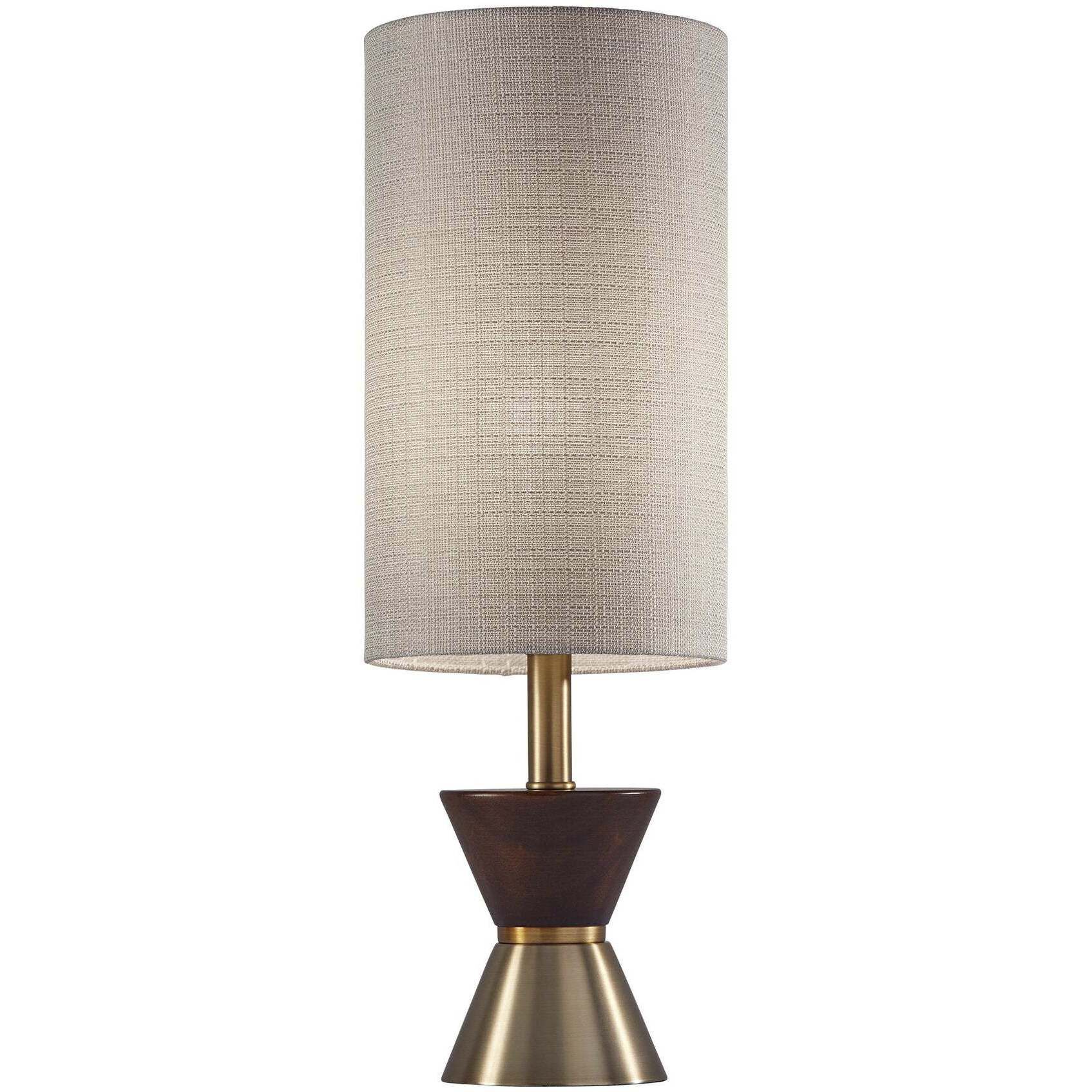 Carmen 23 inch 100.00 watt Antique Brass and Walnut Rubberwood Table Lamp Portable Light 