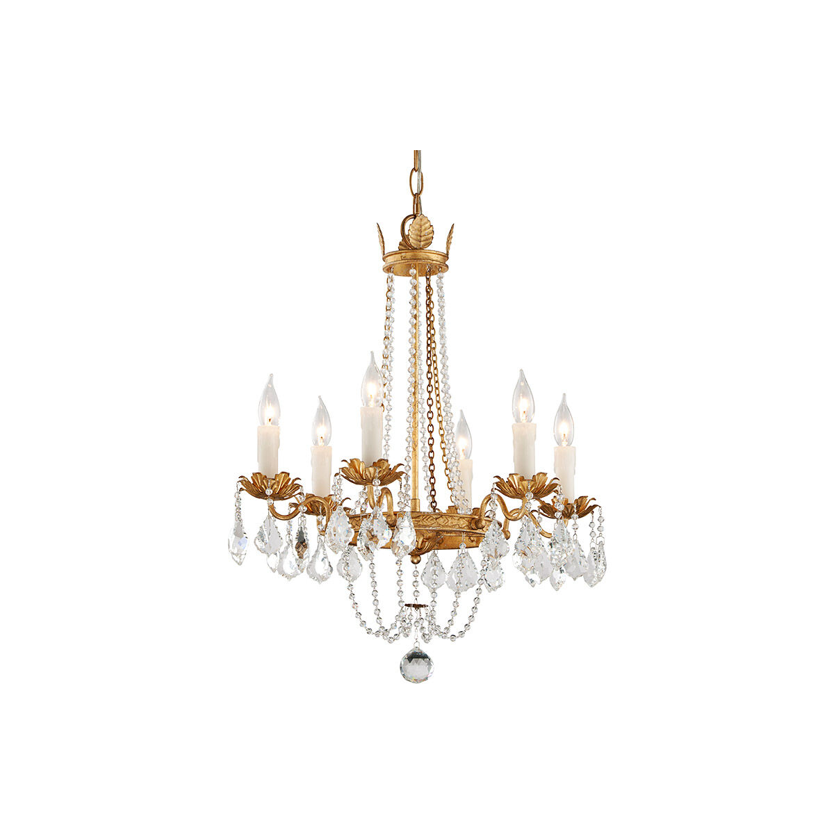 Equinox 6 Light 22 inch Distressed Gold Leaf Chandelier Ceiling Light