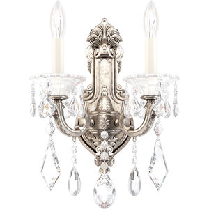 La Scala 2 Light 7 inch Antique Silver Wall Sconce Wall Light in Spectra