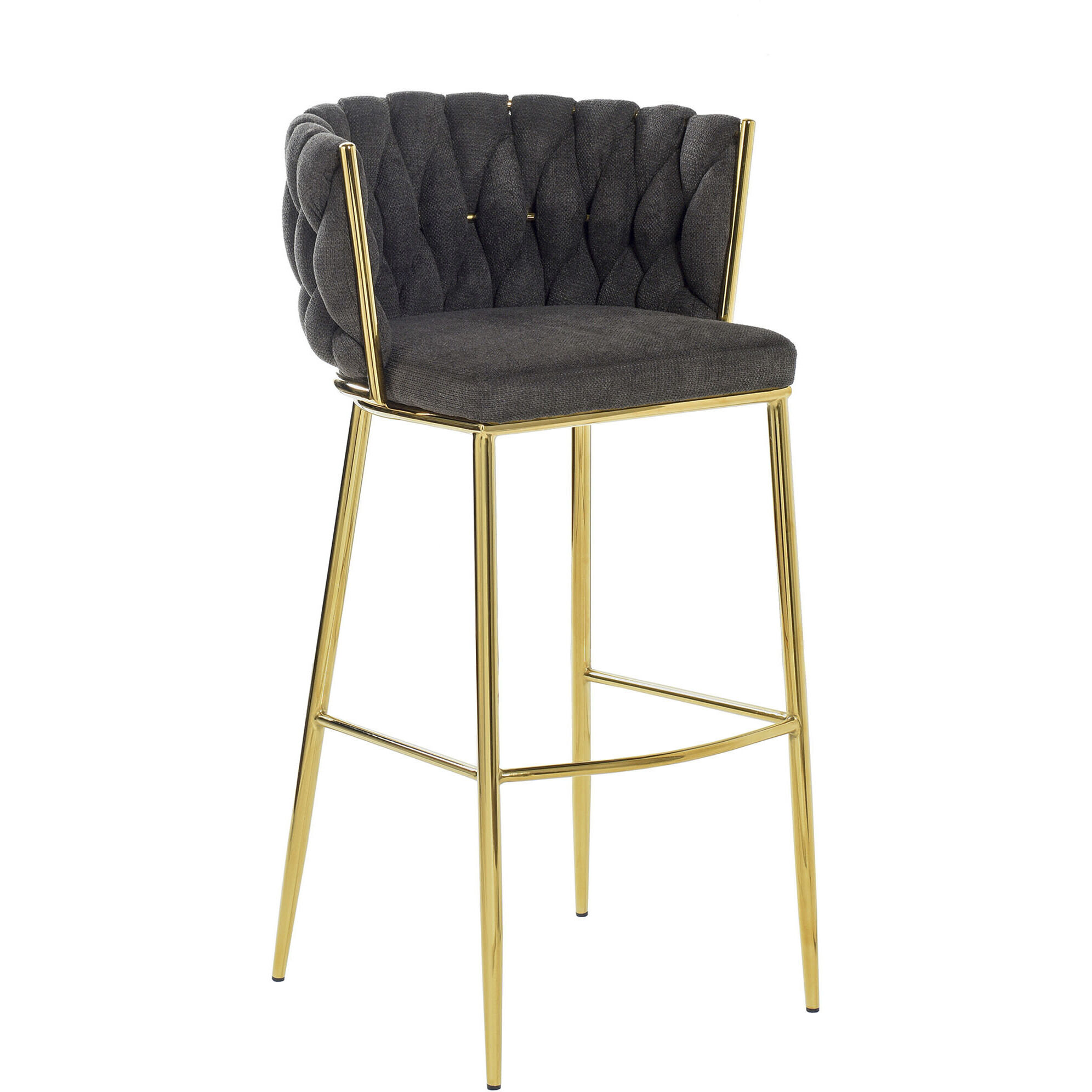 Woven Black and Polished Gold Chair