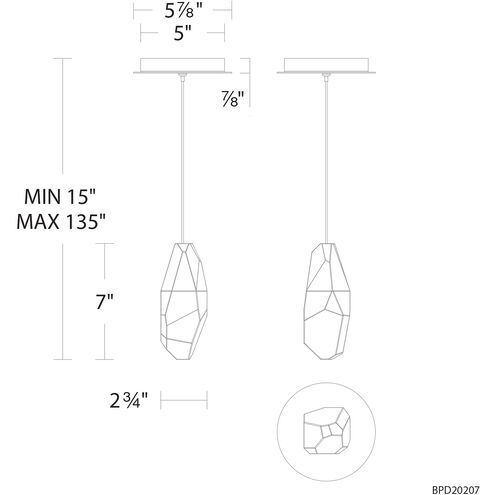 Martini LED 5.88 inch Black Mini Pendant Ceiling Light in Optic Haze, Beyond 
