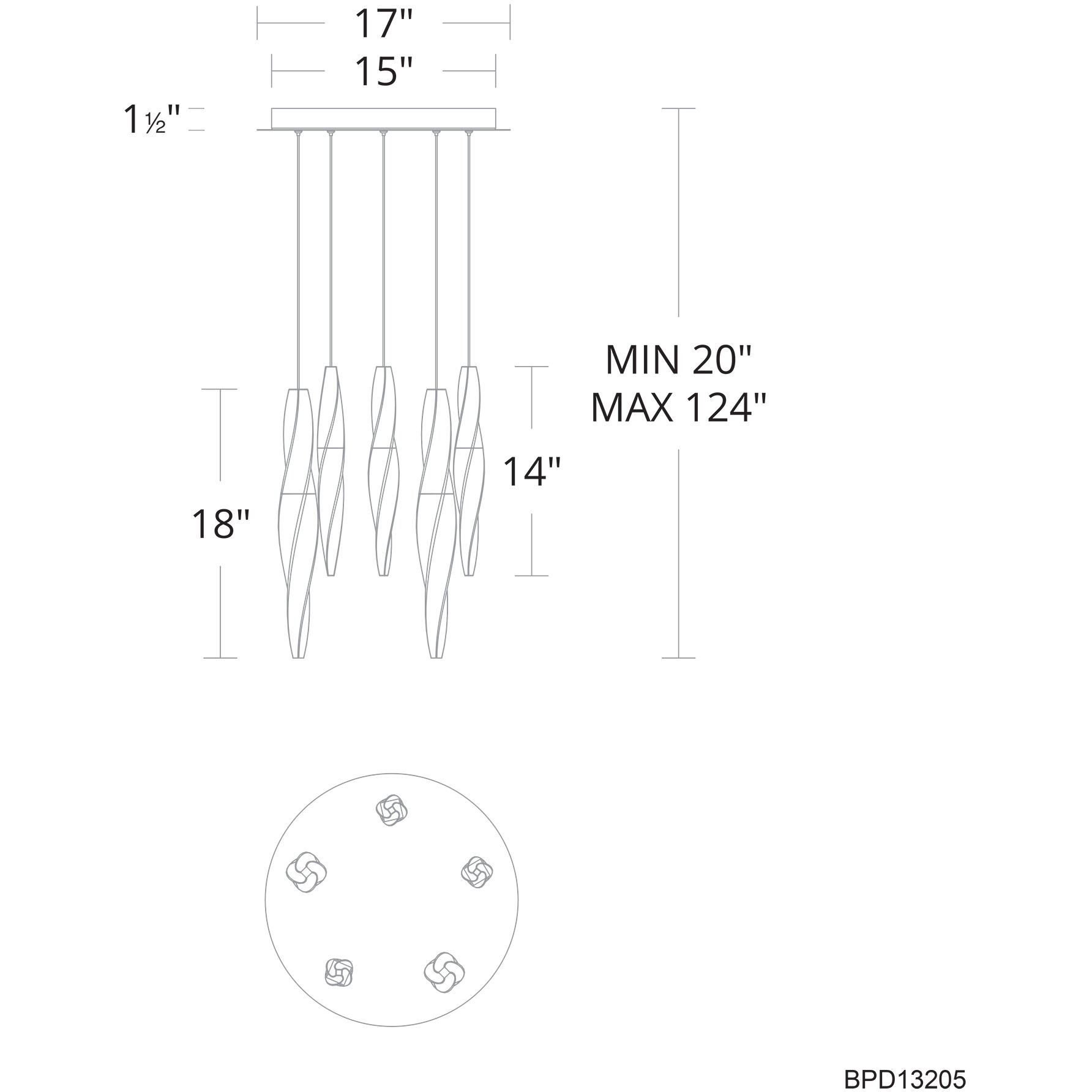 Kindjal LED 17 inch Polished Nickel Multi-Light Pendant Ceiling Light, Beyond