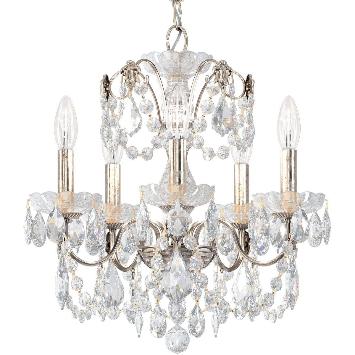 Century 5 Light 17 inch Polished Silver Chandelier Ceiling Light
