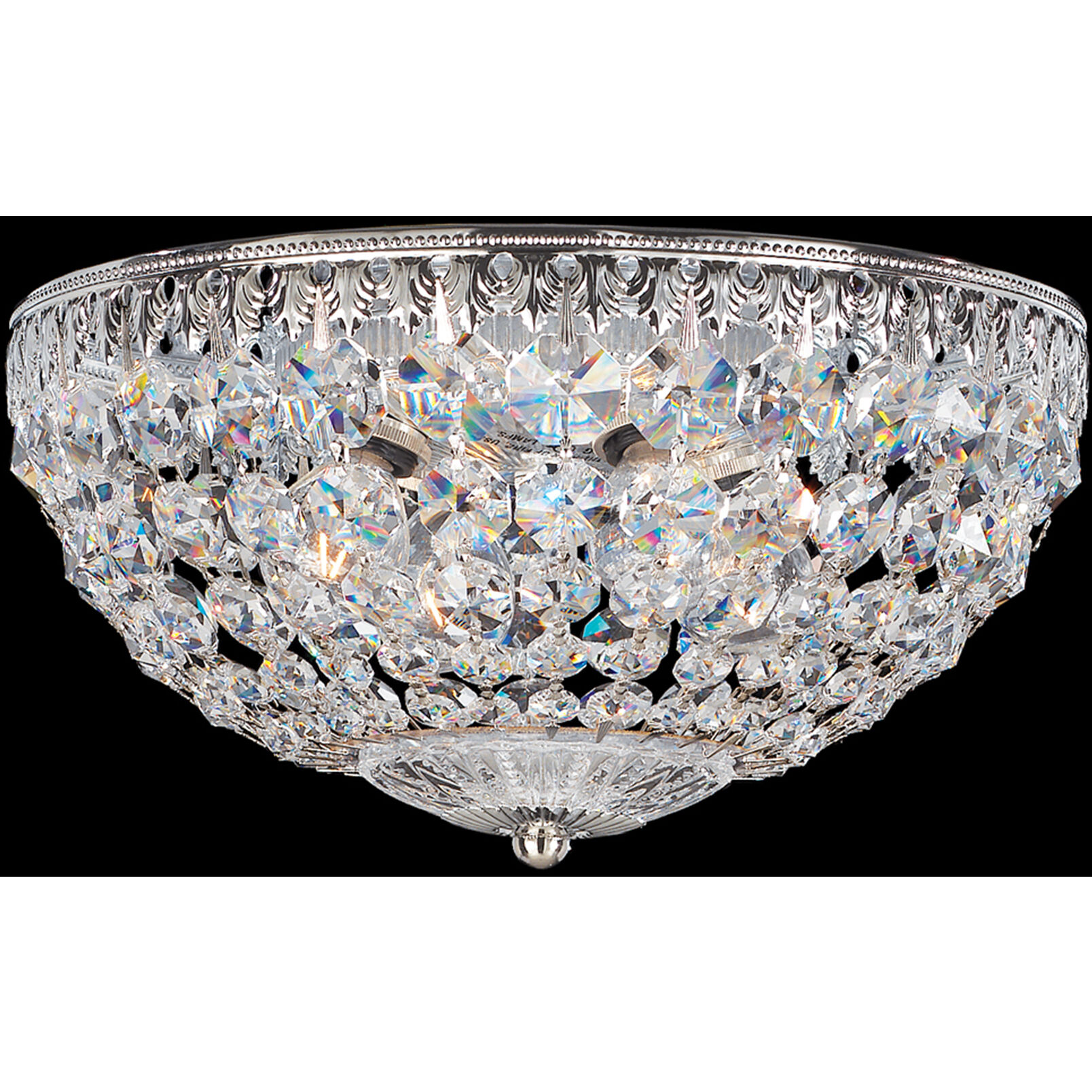 Petit Crystal 4 Light 10 inch Polished Silver Flush Mount Ceiling Light in Spectra