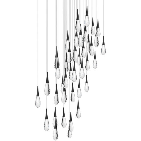 Beyond Hibiscus LED 36 inch Black Multi-Light Pendant Ceiling Light, Square Canopy