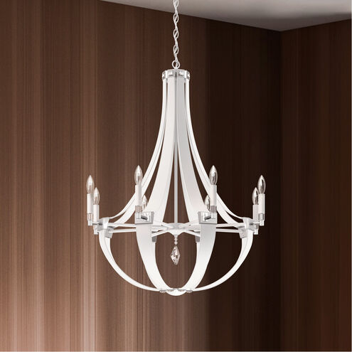 Crystal Empire Rustic 8 Light 30 inch White Pass Leather Chandelier Ceiling Light, Adjustable Height