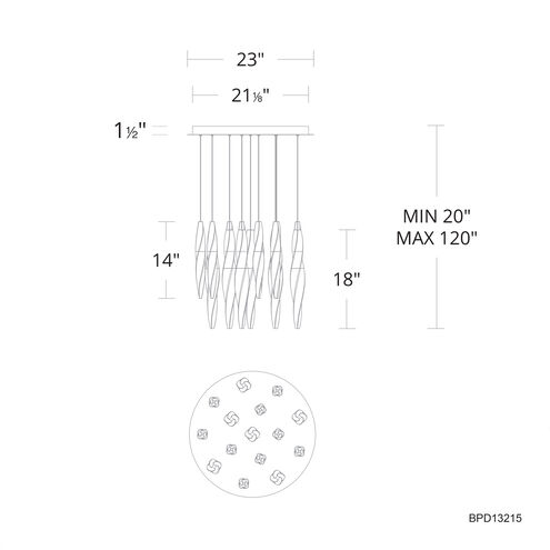 Kindjal LED 23 inch Polished Nickel Multi-Light Pendant Ceiling Light, Beyond
