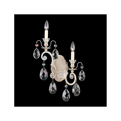 Renaissance 2 Light 5 inch Antique Silver Wall Sconce Wall Light in Renaissance Swarovski
