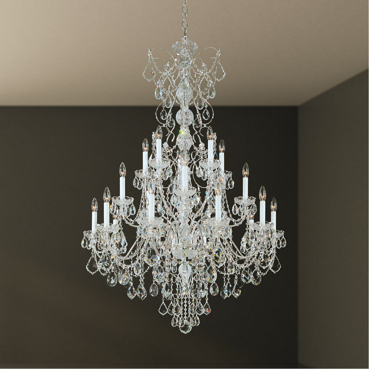 Century 20 Light 37 inch Polished Silver Chandelier Ceiling Light