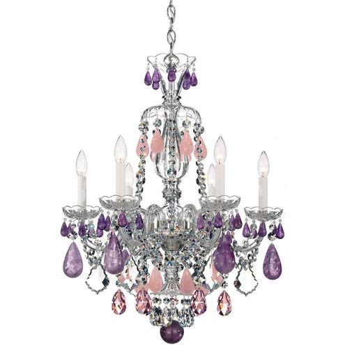 Hamilton Rock Crystal 6 Light 22 inch Silver Chandelier Ceiling Light in Polished Silver, Rock Clear
