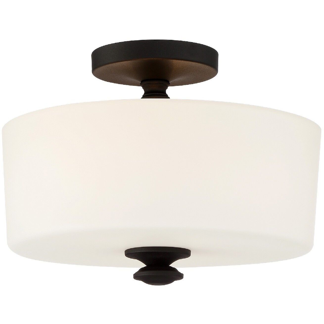 Travis 2 Light 12.5 inch Black Forged Semi Flush Ceiling Light