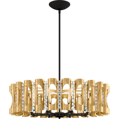 Twilight 8 Light Heirloom Gold Pendant Ceiling Light in Optic, Adjustable Height