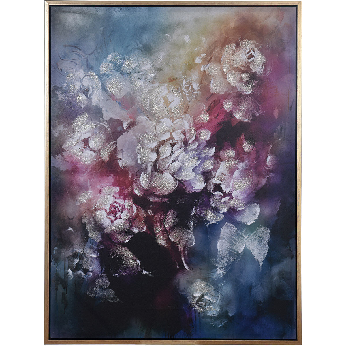 Cameron Black and White and Gold and Blue and Mauve Wall Art