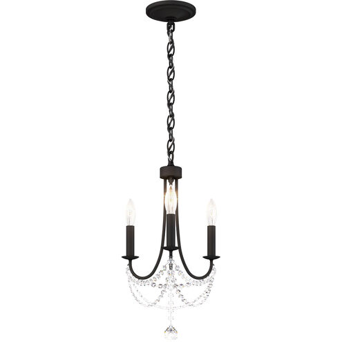 Verdana 3 Light Black Chandelier Ceiling Light in Optic