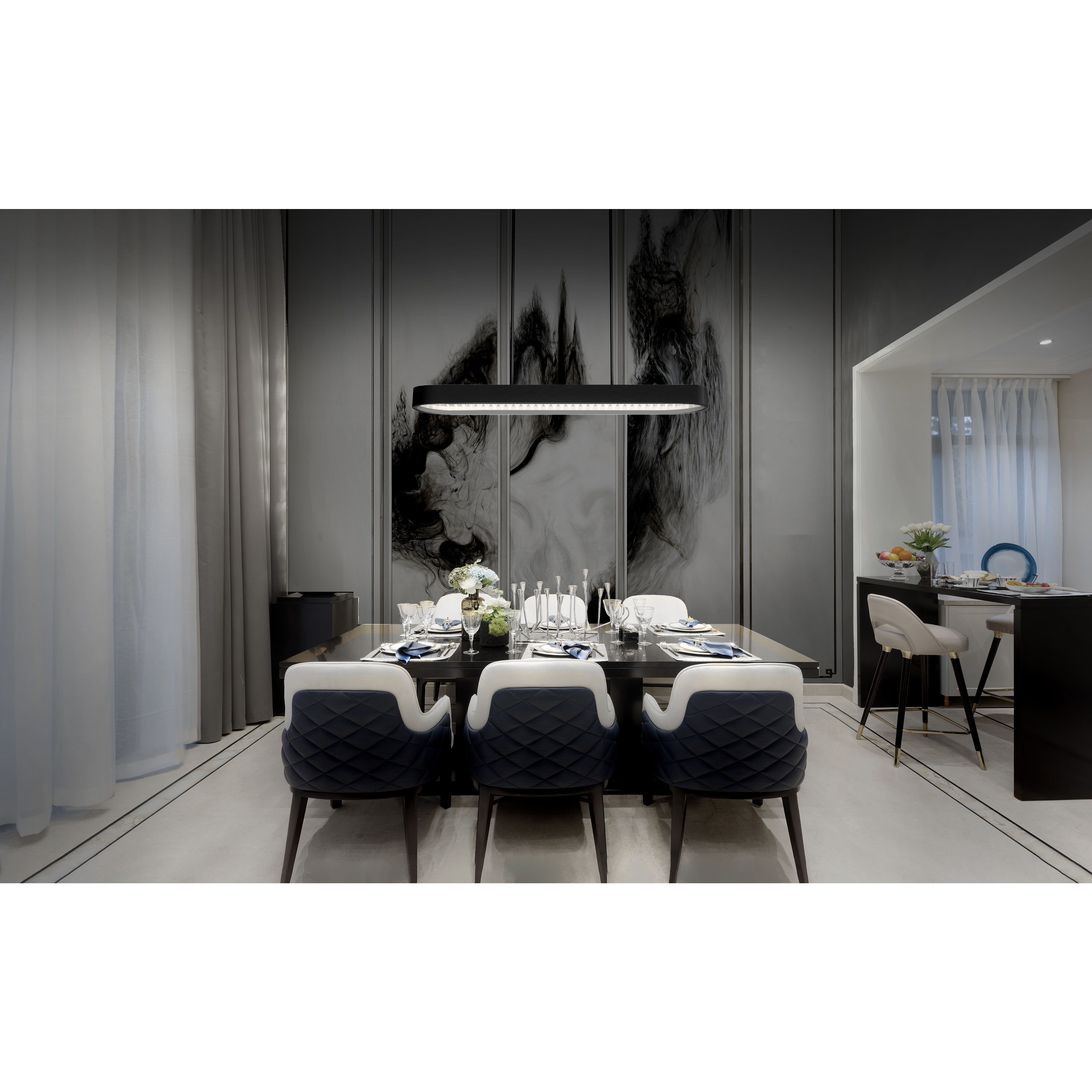 Marquis LED 47 inch Black Linear Pendant Ceiling Light, Beyond