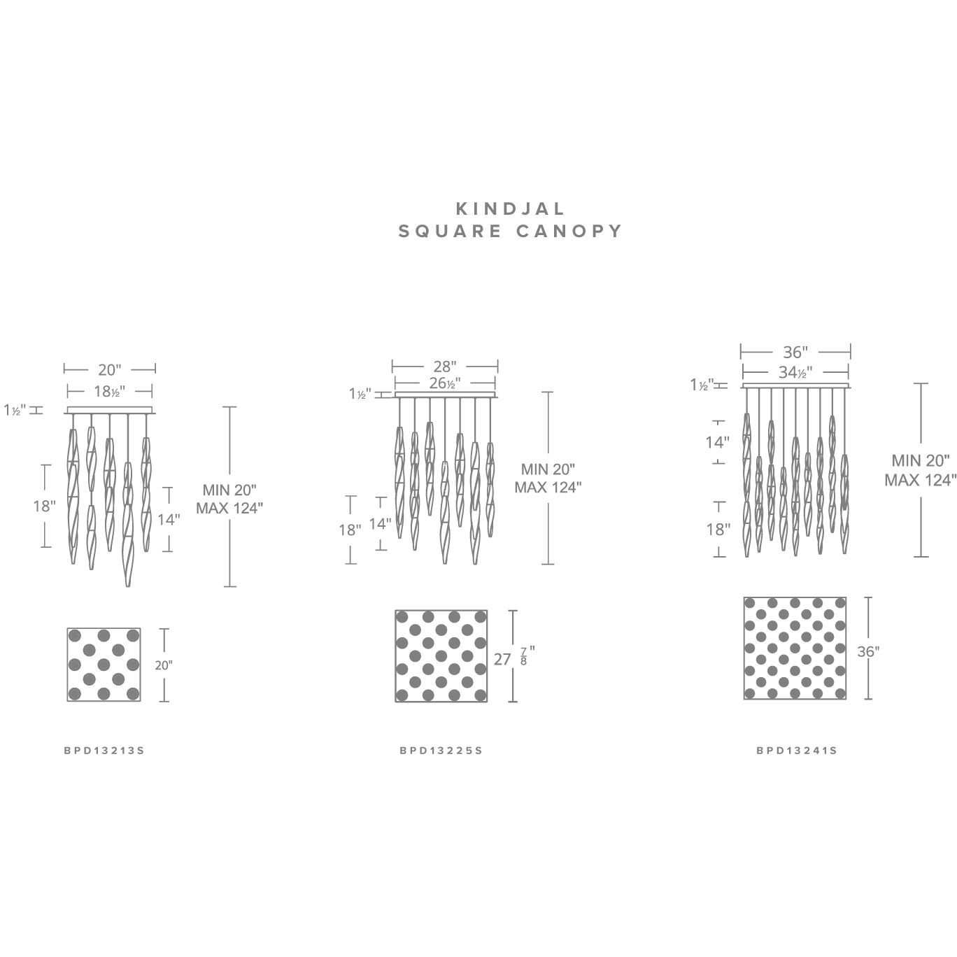 Beyond Kindjal LED 20 inch Polished Nickel Multi-Light Pendant Ceiling Light, Square Canopy