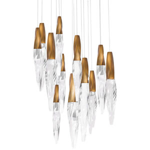 Beyond Kindjal LED 23 inch Aged Brass Multi-Light Pendant Ceiling Light
