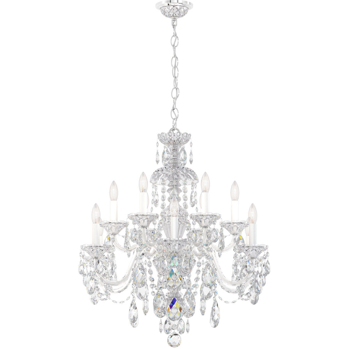 Sterling 12 Light 29 inch Polished Silver Chandelier Ceiling Light in Swarovski