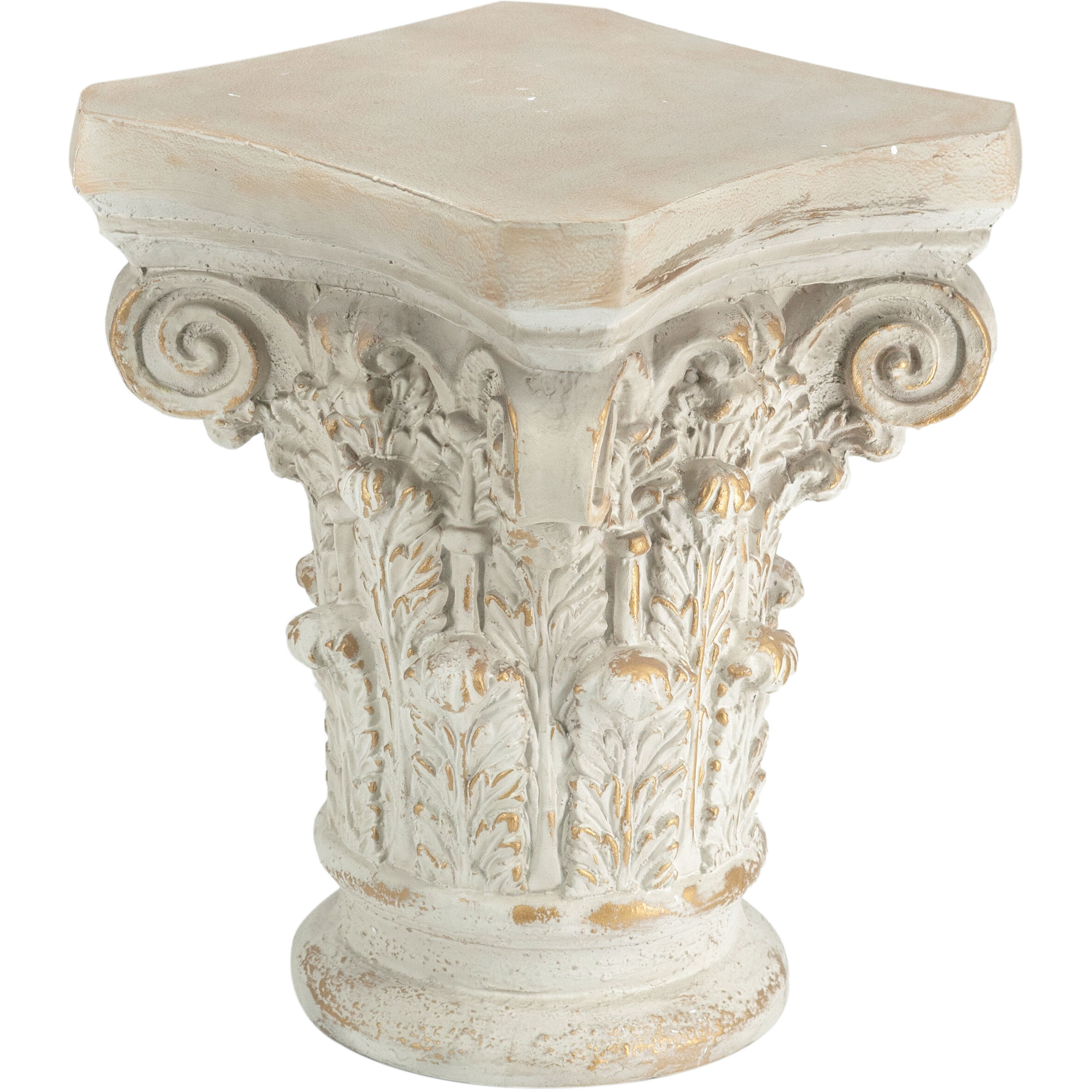 Roman 17.5 X 14 inch White and Gold Pedestal