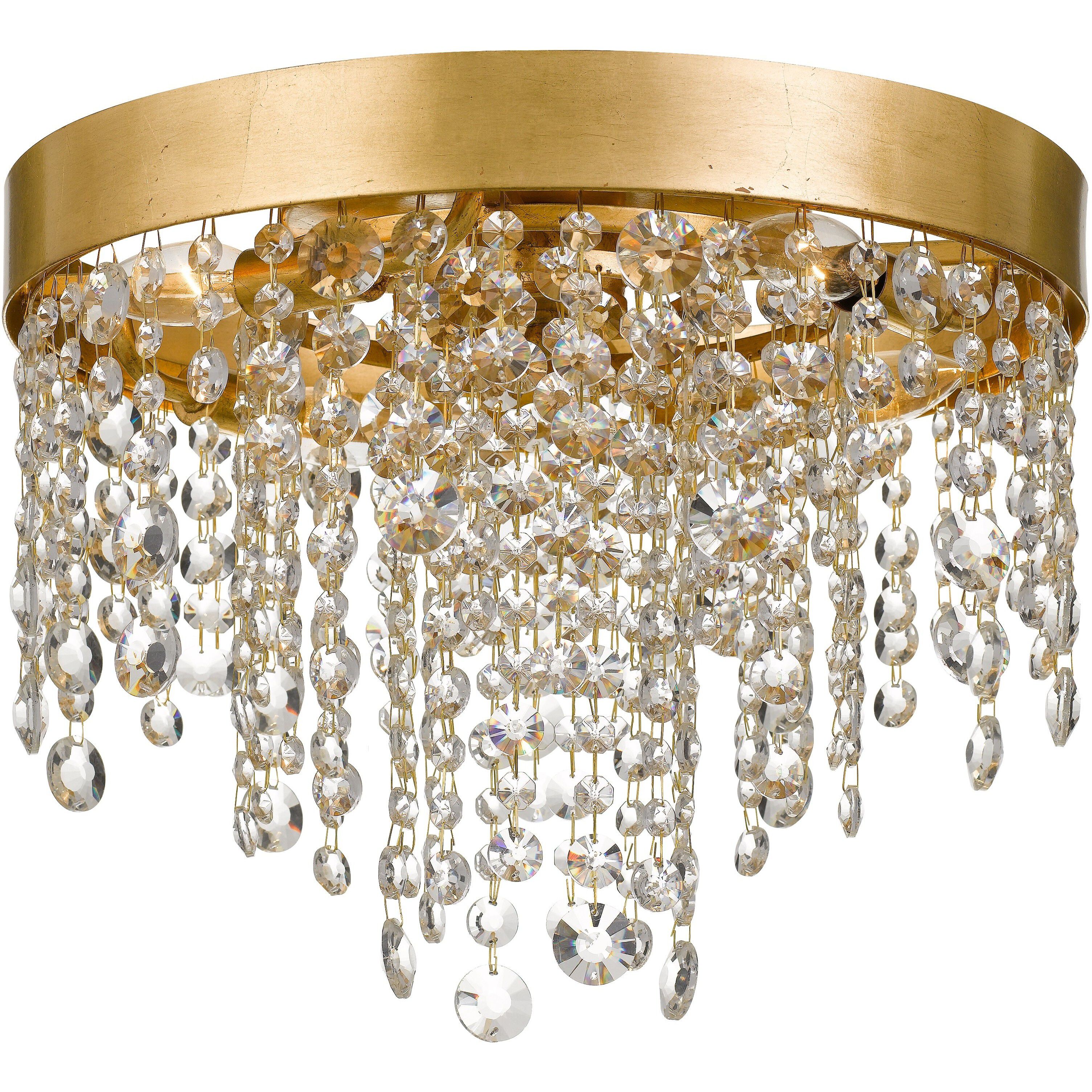 Winham 4 Light 16 inch Antique Gold Flush Ceiling Light in Antique Brass and Black