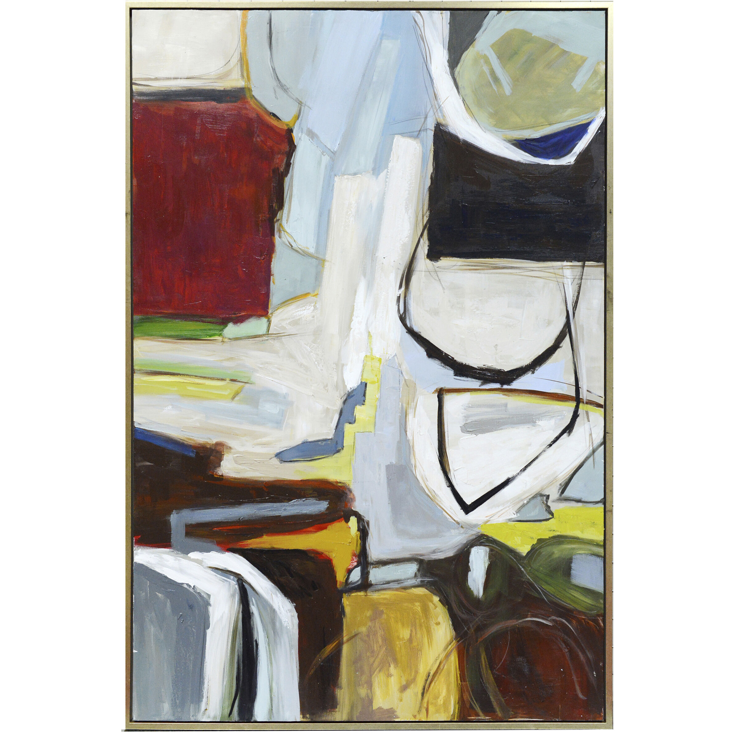 Ares Brushed Gold and White with Blue Wall Art