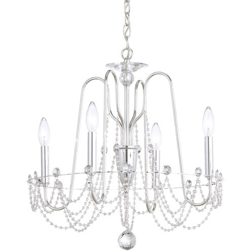 Esmery 4 Light Polished Silver Chandelier Ceiling Light in Optic