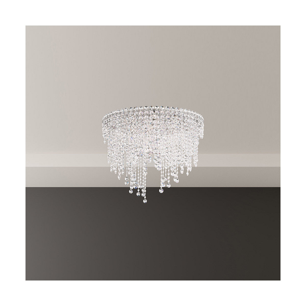 Chantant 6 Light Polished Stainless Steel Flush Mount Ceiling Light in Optic, Strand