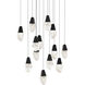 Beyond Martini LED 20 inch Black Multi-Light Pendant Ceiling Light in Optic, Square Canopy